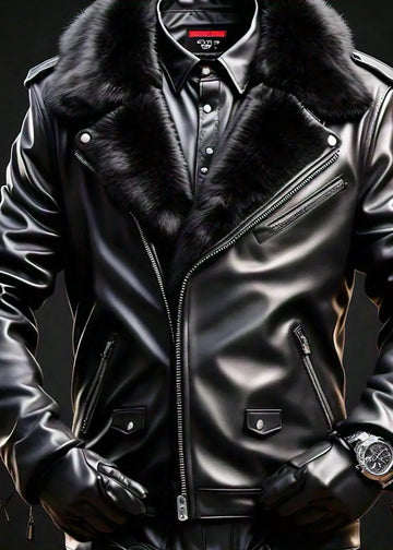 FAUX LEATHER FUR BIKER JACKET